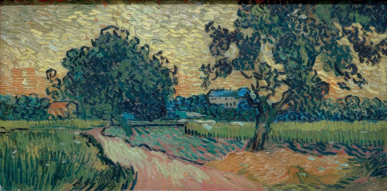 اثنين من أشجار الكمثرى وقلعة Auvers (المناظر الطبيعية في بواسطة فنسنت فان جوخ