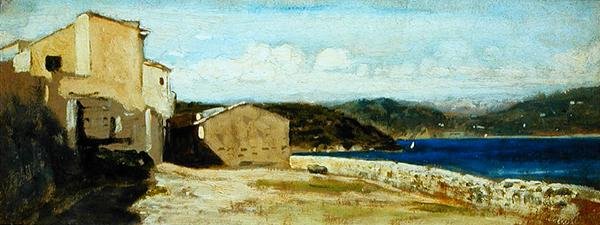 منازل في Lerici (زيت على لوح) بواسطة فينشنزو كابيانكا