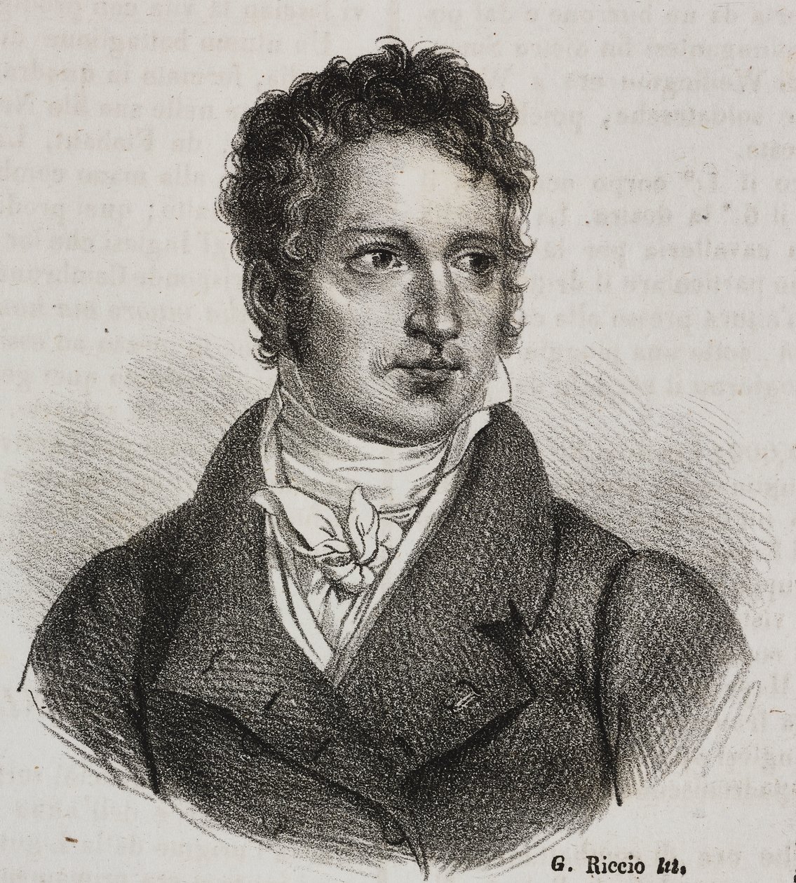 Portrait of Vincenzo Camuccini (1771-1844), Italian painter and restorer, lithograph by Gaetano Riccio from Poliorama Pittoresco, n 16, November 23 بواسطة فينسينزو كاموتشيني