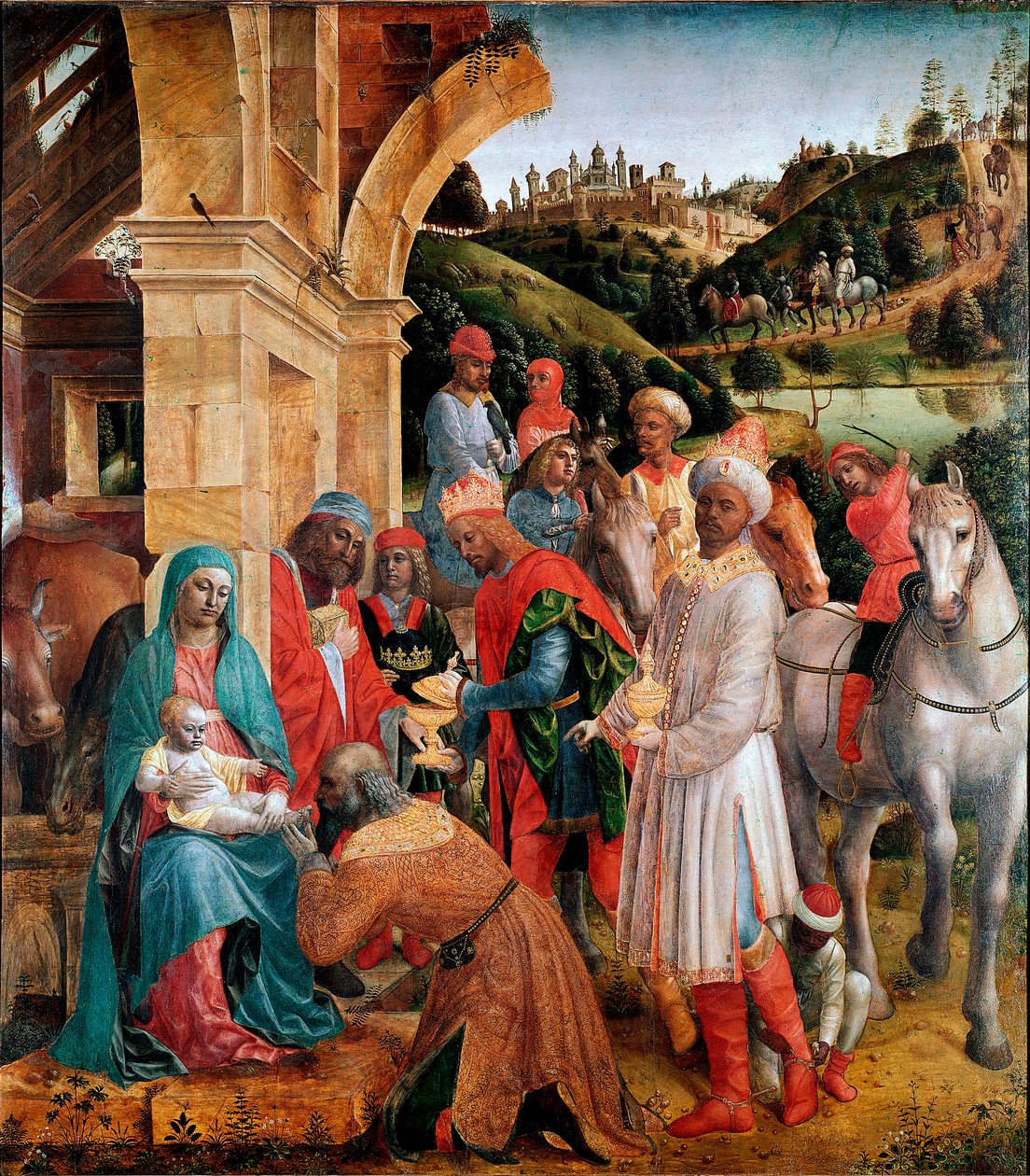 العشق من لوحة المجوس لفينشنزو فوبا (حوالي 1427-1515) الشمس. 239x210 سم لندن ، المعرض الوطني - عشق الملوك ، بواسطة فينسينزو فوبا (حوالي 1427 - 1515). زيت على حور ، 239x210 سم ، 1500. المعرض الوطني ، لندن ، المملكة المتحدة بواسطة فينتشنزو فوبا