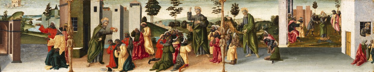 قصة القديس توما الرسول - يعمد القديس توما إلى تعميد غوندافوروس وحلقات أخرى ، 1480-1500 بواسطة فينتشينزو دي أنطونيو فريدياني