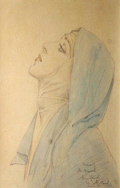 ديانا كوبر في الملف الشخصي ومادونا في "المعجزة" بواسطة ماكس راينهاردت ، نيويورك ، حوالي 1923 (قلم رصاص وألوان مائية) بواسطة البنفسج دوقة روتلاند