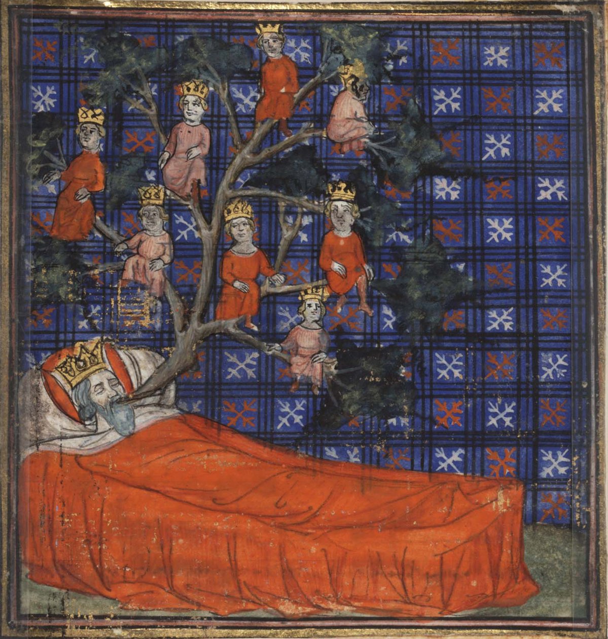 شجرة جيسي من مؤرخ الكتاب المقدس بقلم Guiart des Moulins ، 1400-1415 بواسطة فيرجيل ماستر