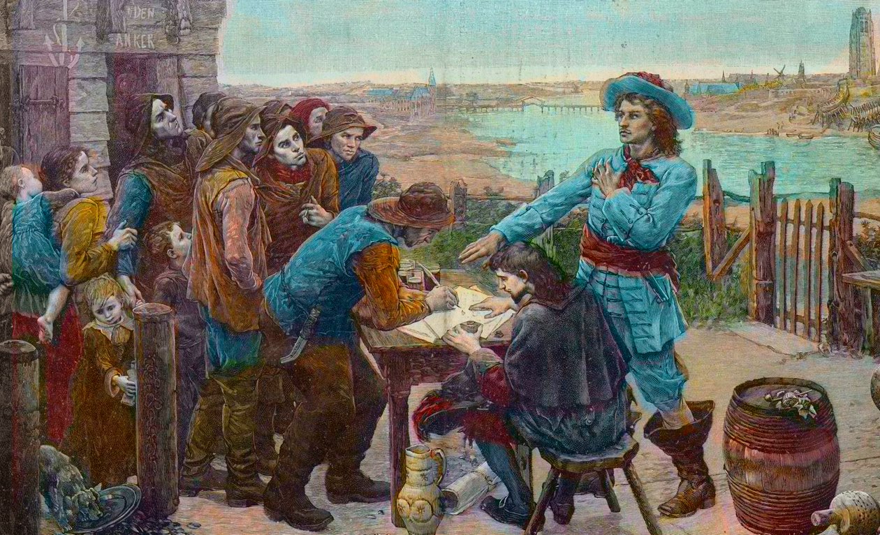 القراصنة الفرنسي جان بارت مع الصيادين في دونكيرك - القراصنة جان بارت (1650-1702) مع صيادي دونكيرك - نقش بعد لوحة فيرجيني ديمونت بريتون (ديمونت بريتون) التي دمرت خلال الحرب العالمية الثانية) بواسطة فيرجيني ديمونت بريتون