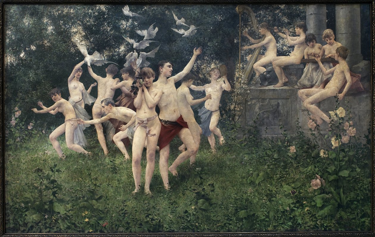 عيد الربيع (مشهد استعاري). لوحة لكاريل فيتسلاف ماسيك (1865-1927) ، زيت على قماش بواسطة Vitezlav Karel Masek