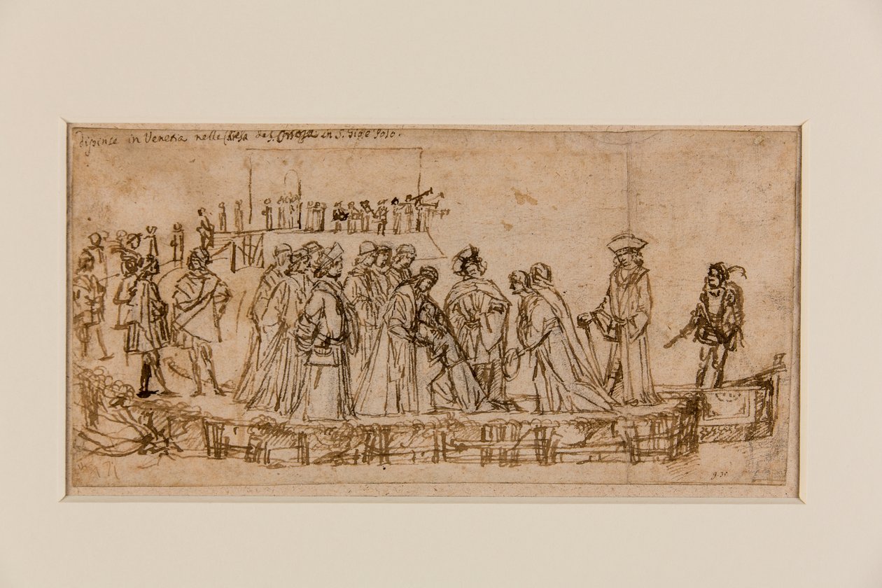 The English Prince Conan taking leave of his father (pen & ink over chalk on paper) (recto of 5933931) بواسطة فيتوري كارباتشيو