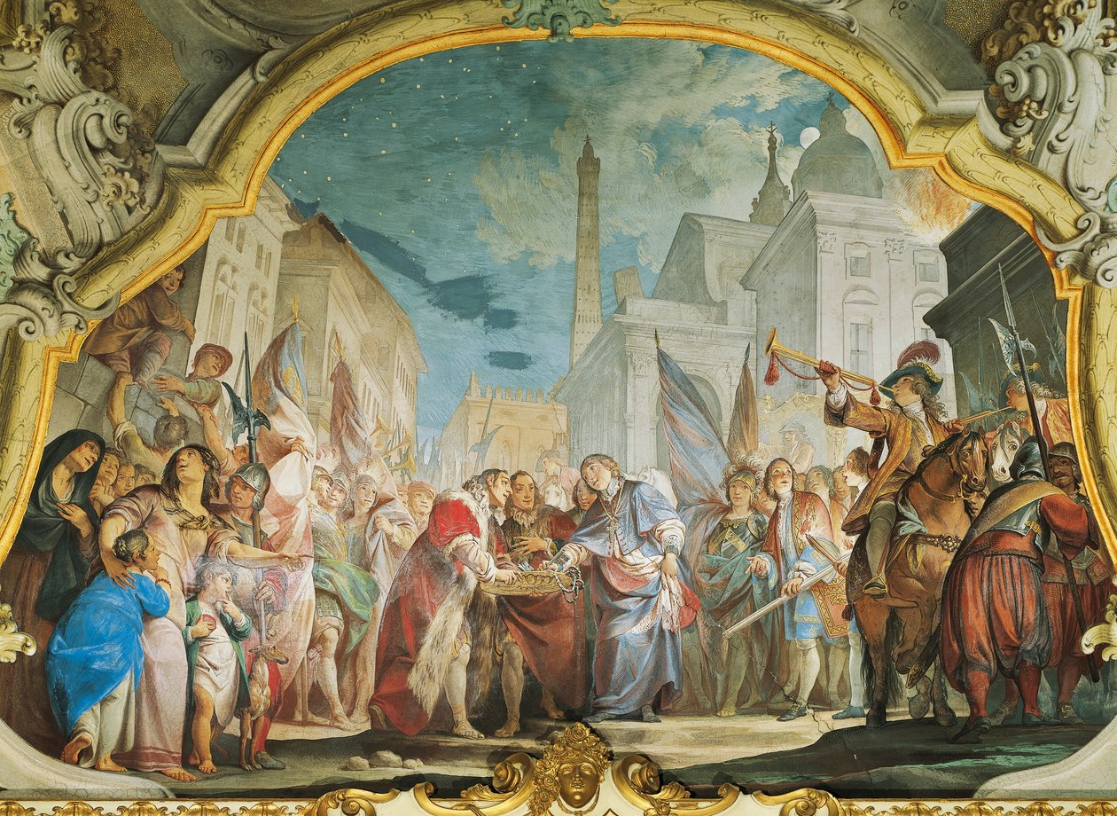 Fasti ، عائلة Aldrovandi ، بقلم فيتوريو ماريا بيجاري (1692-1776) ، لوحة جدارية ، قصر Aldrovandi Montanari ، بولونيا ، إيطاليا بواسطة فيتوريو ماريا بيغاري