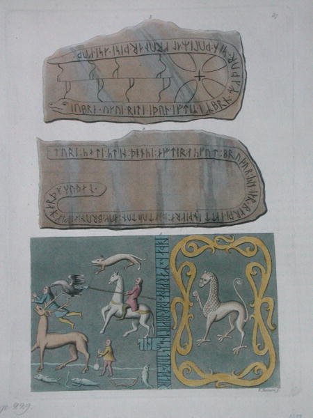 سجاد من Adeland وأحجار مع نقوش رونية ، من "Le Costume Ancien et Moderne" لجول فيرارو ، حوالي 1820 (نقش ملون) بواسطة فيتوريو رينيري
