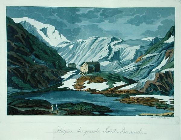 The Grand St. Bernard Hospice في سويسرا ، من "Costume Antico e Moderno" بواسطة جوليو فيراريو بواسطة فيتوريو رينيري