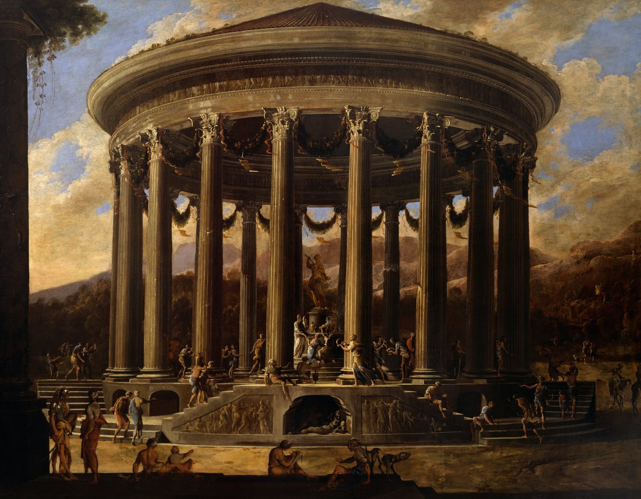 View of temple (oil on canvas) بواسطة فيفيانو كودازي
