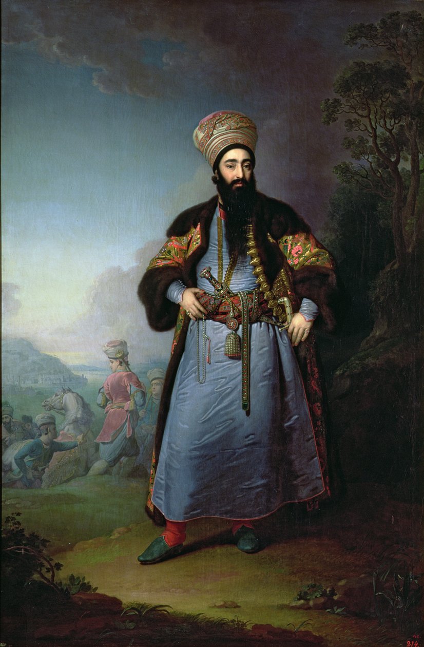 صورة لمرتضى-كولى خان (ت 1،800) شقيق أجا محمد الشاه الفارسي ، 1796 بواسطة فلاديمير لوكيش بوروفيكوفسكي