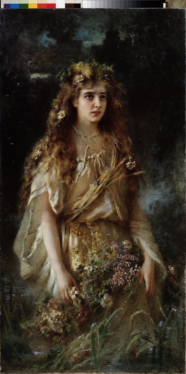أوفيلي (أوفيليا). Peinture de Vladimir Yegorovich Makovski (Makovsky، Makovskij) (1846-1920) ، huile sur toile بواسطة فلاديمير إيغوروفيتش ماكوفسكي