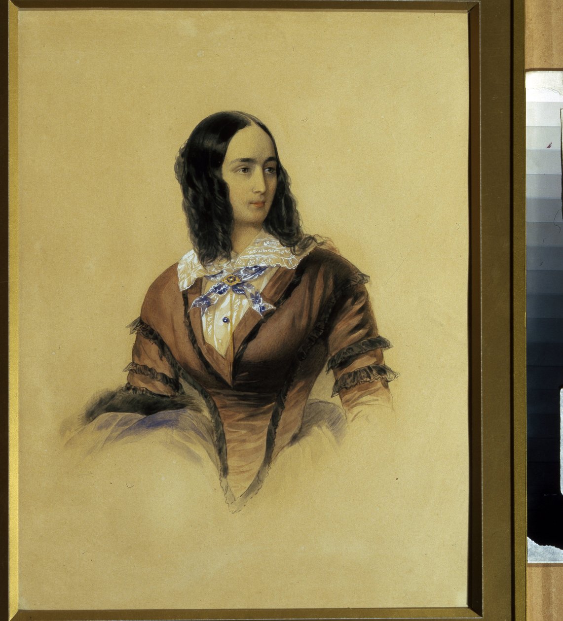 صورة لناتالي غونشاروفا (1812-1863) ، زوجة الشاعر ألكسندر بوشكين (1799-1837). (صورة ناتاليا بوشكينا ، زوجة أ. بوشكين). عمل فلاديمير إيفانوفيتش هاو (جاو) (1816-1895) ، لوحة مائية على ورق مقوى بواسطة فلاديمير إيفانوفيتش هاو