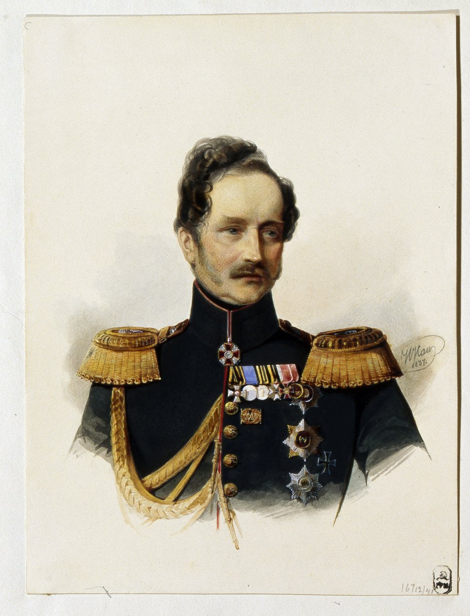 صورة للأمير أليكسي فيودوروفيتش أورلوف (1787-1862) (صورة الأمير أ.أورلوف). جندي ودبلوماسي روسي. عمل فلاديمير إيفانوفيتش هاو (جاو) (1816-1895) ، لوحة مائية على ورق بواسطة فلاديمير إيفانوفيتش هاو