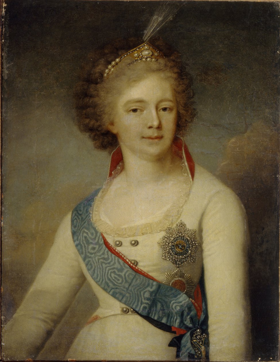 صورة الإمبراطورة ماريا فيودوروفنا 1759-1828 في زي الحرس شيفالييه ، 1796 بواسطة فلاديمير لوكيش بوروفيكوفسكي