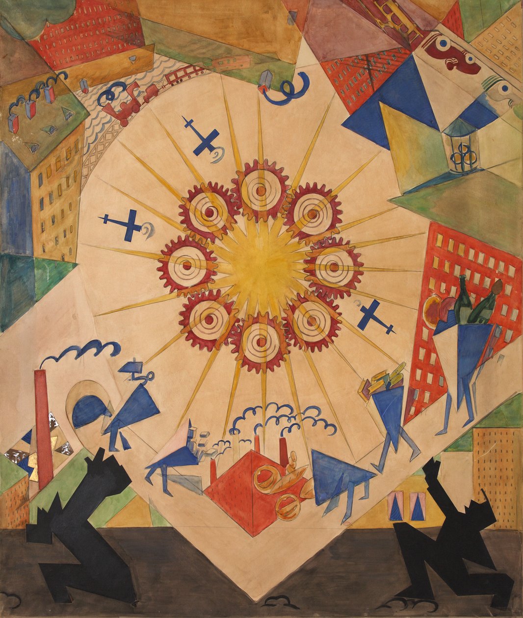 أرض الميعاد. تصميم المسرح للمسرحية المسرحية Mystery-Bouffe لفلاديمير ماياكوفسكي ، 1919. بواسطة فلاديمير فلاديميروفيتش ماياكوفسكي