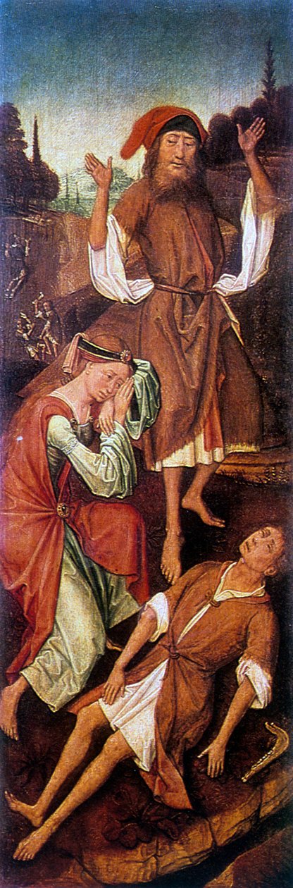 آدم وحواء يبكون على جسد قادر ، 1440-1495. بواسطة فرانكي فان دير ستوكت