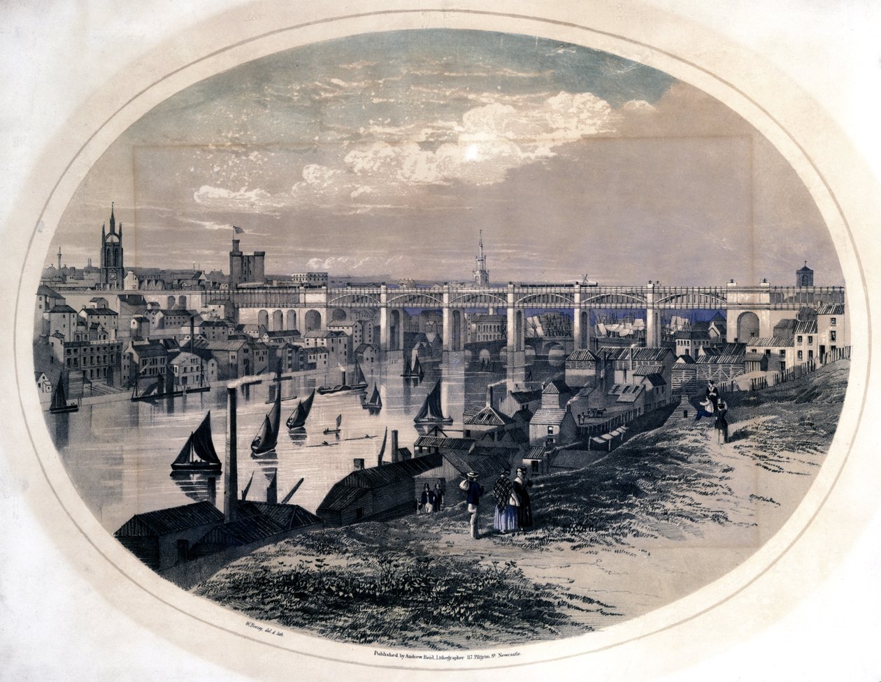 جسر هاي ليفيل ، نيوكاسل أبون تاين ، c.1851 بواسطة دبليو بوزي