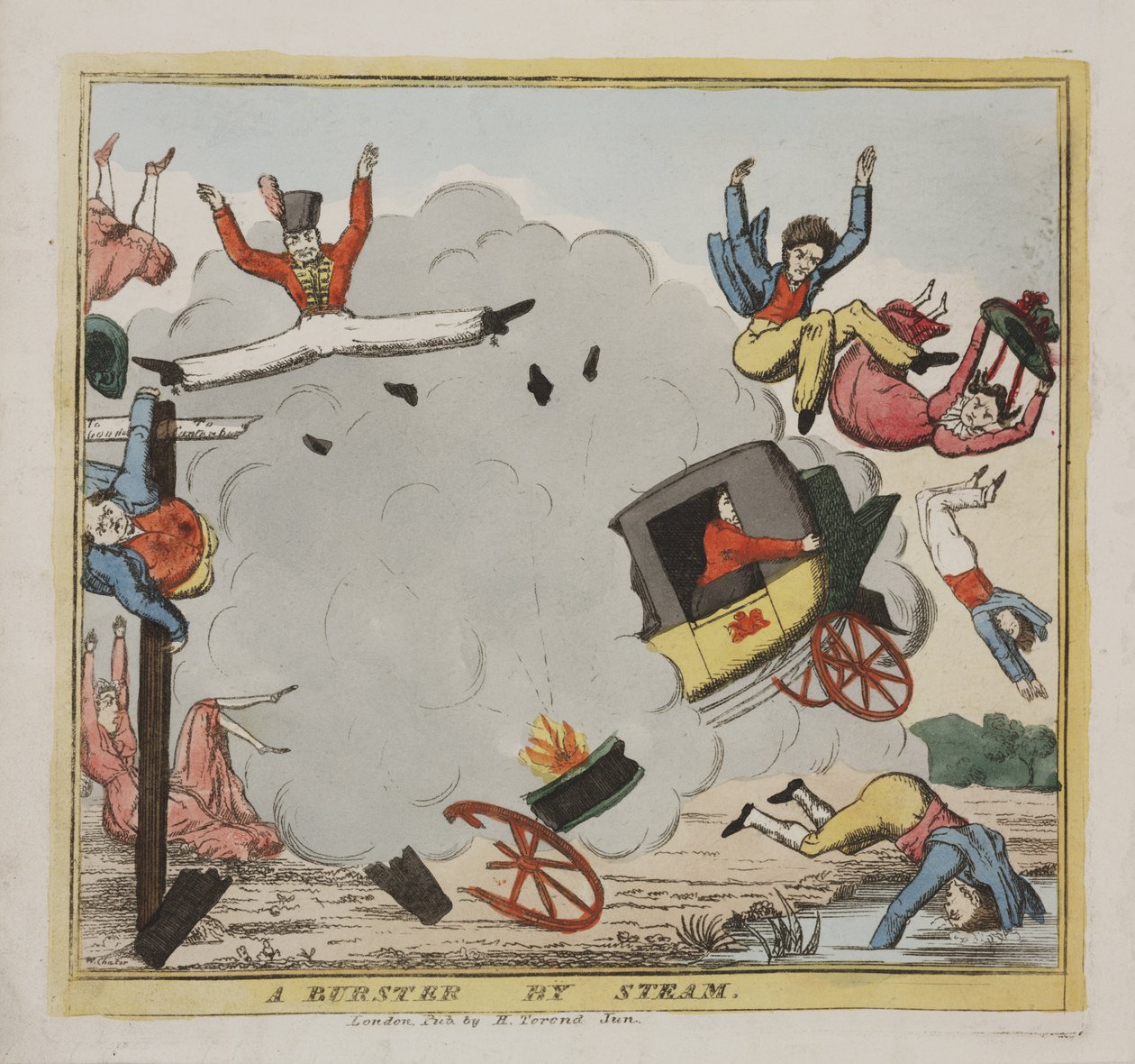 A Burster by Steam ، c.1835 (النقش الملون) بواسطة دبليو شاطر
