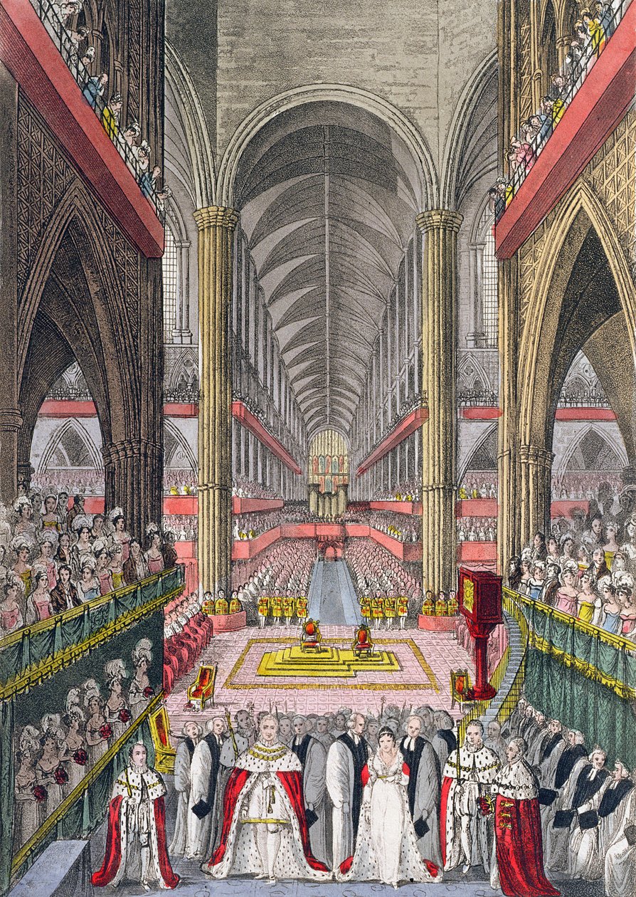 تتويج ويليام الرابع (1765-1837) وأديليد (1792-1849) في دير وستمنستر في عام 1830 ، 1831 (أكواتينت) بواسطة اقرأ