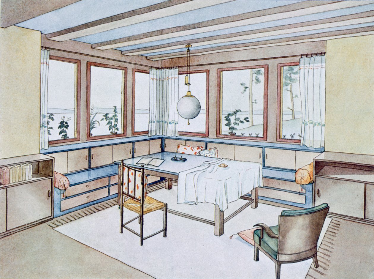 جزء من غرفة المعيشة ، من Modern Interiors in Color ، نشره Julius Hoffman ، شتوتغارت ، 1929 بواسطة دبليو شنايدر