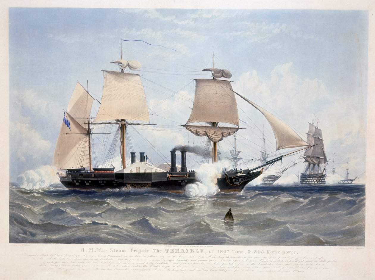 HMS رهيب ، محفور بواسطة هنري بابريل (fl.1846-48) 1845 (أكواتينت) بواسطة دبليو بعد نيل