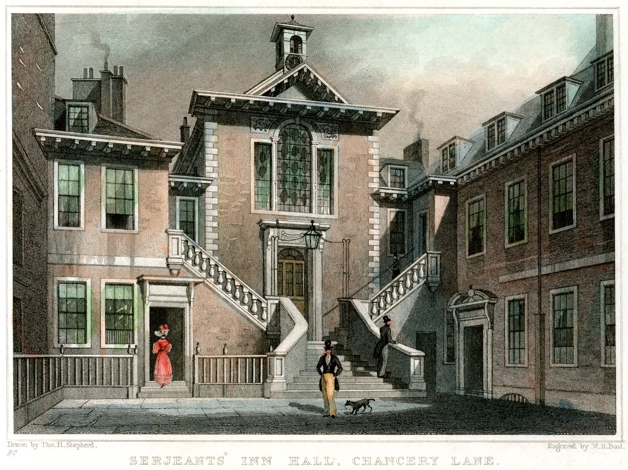 Serjeants 'Inn Hall، Chancery Lane، London، c1830. بواسطة WH بوند