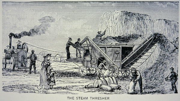 Steam Thresher ، من "Marvels of the New West" 1888 (نقش) بواسطة WH ثاير