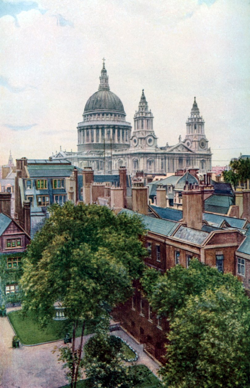 منظر من Old Bailey نحو كاتدرائية St Pauls ، لندن ، c3030s. بواسطة WS Campbell