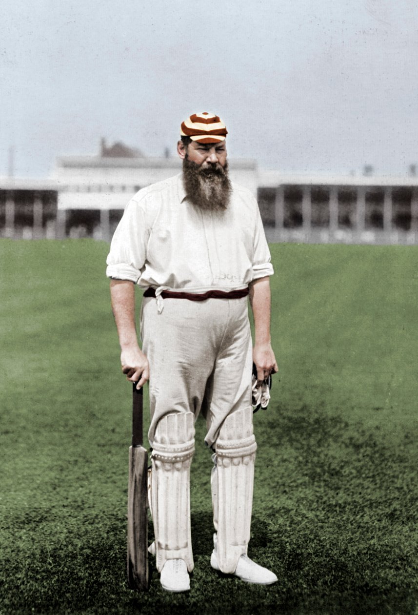 الدكتور WG Grace ، لاعب الكريكيت الإنجليزي ، يلعب لنادي London County Cricket Club ، c1899 بواسطة ويليام ألبرت روش