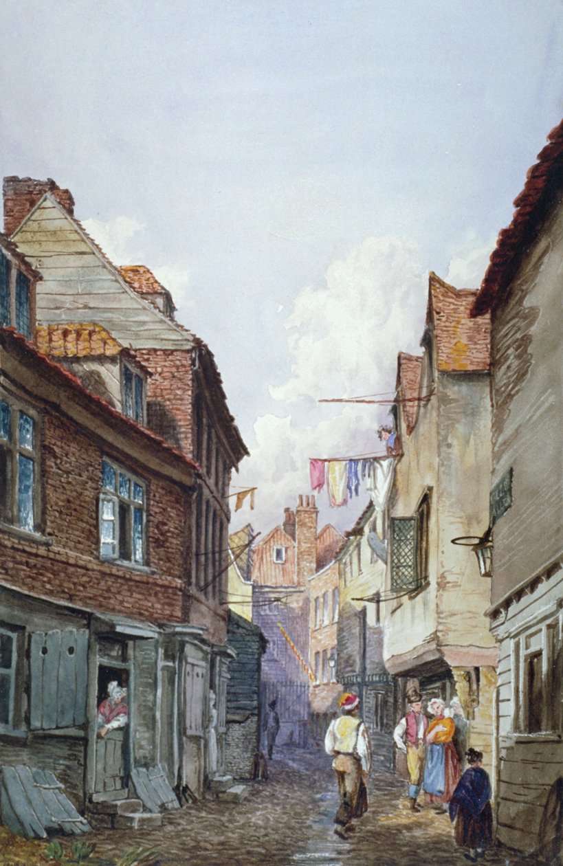 منظر للأشكال في Glean Alley، Bermondsey، London، c1825 بواسطة دبليو باركر