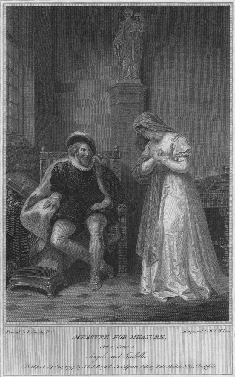 معيار للمعايرة. قانون 2. المشهد 4. أنجيلو وإيزابيلا ، 1797. بواسطة WC ويلسون