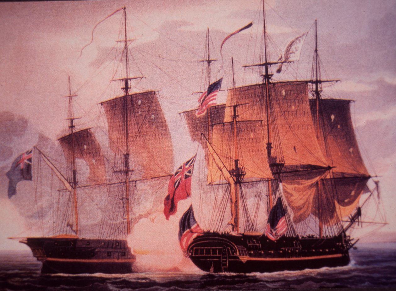 HMS Shannon و USS Chesapeake (لون ليثو) بواسطة WG (بعد) ثاير