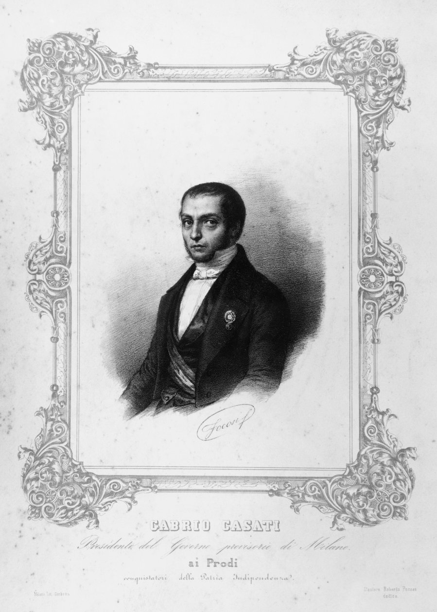 Portrait of Gabrio Casati (1798-1873), Italian politician who was prime minister of Kingdom of Sardinia, engraving بواسطة WG (بعد) ثاير