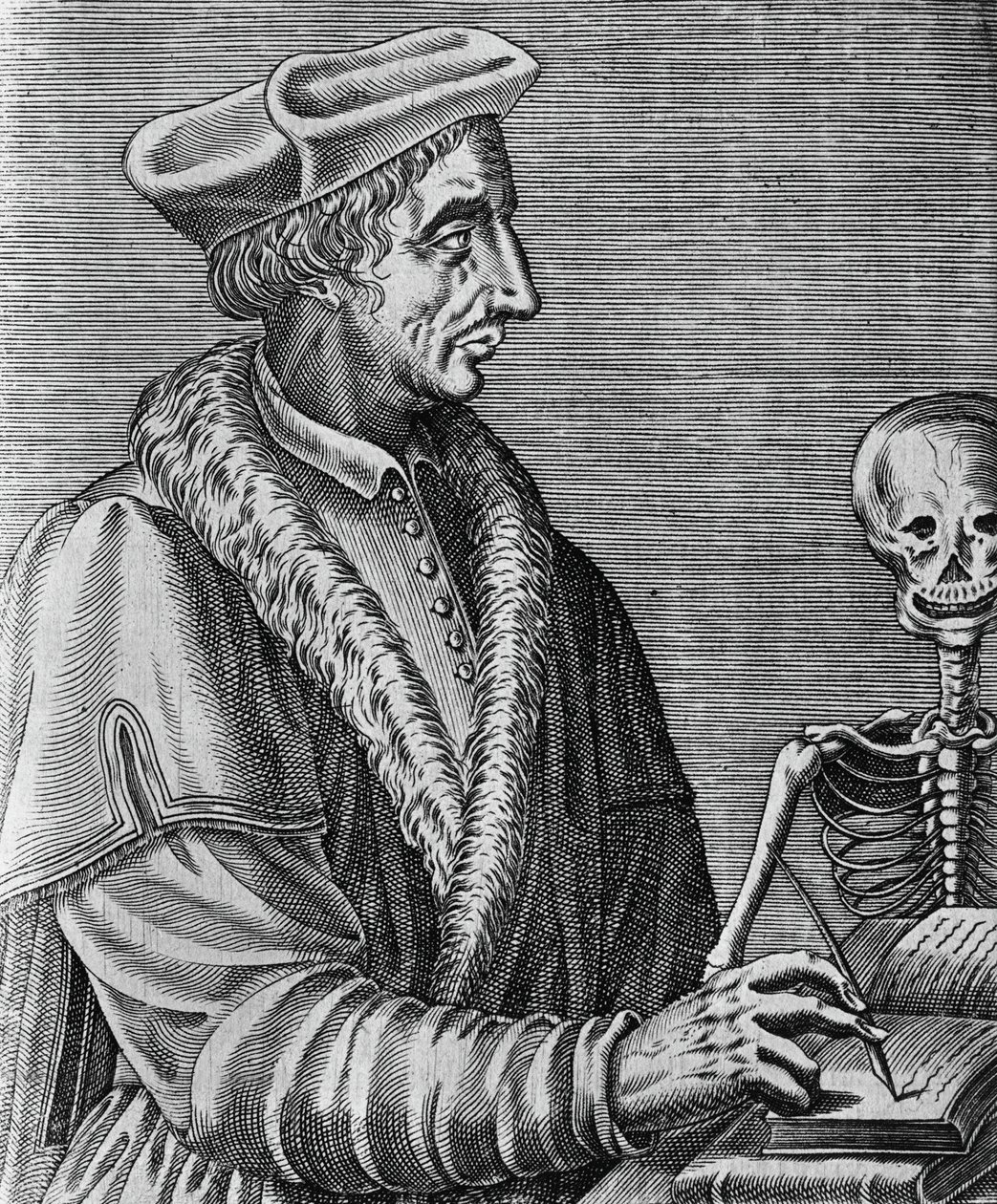 Portrait of Jean Francois Fernel (1497-1558), French physician, astronomer, and mathematician, engraving by Nicolas II de Larmessin (ca 1638-1694) بواسطة WG (بعد) ثاير