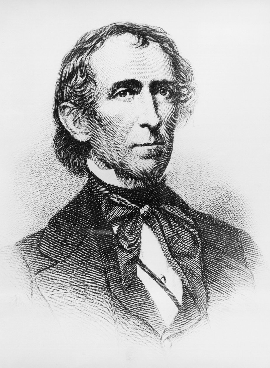Portrait of John Tyler (1790-1862), American lawyer and politician who served as 10th President of United States from 1841 to 1845, engraving after daguerreotype بواسطة WG (بعد) ثاير