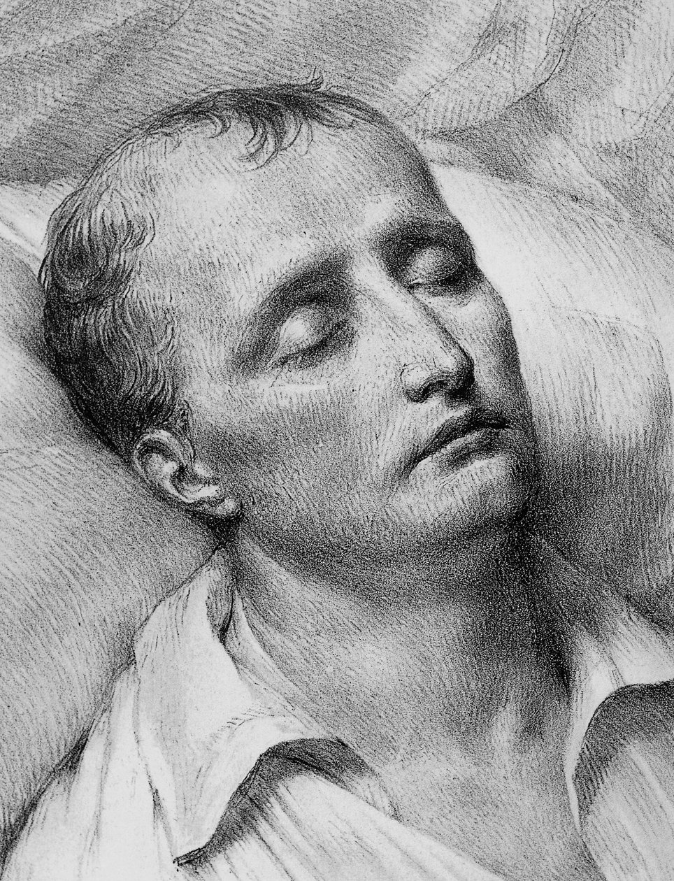 Portrait of Napoleon Bonaparte (1769-1821) on his deathbed, lithograph بواسطة WG (بعد) ثاير