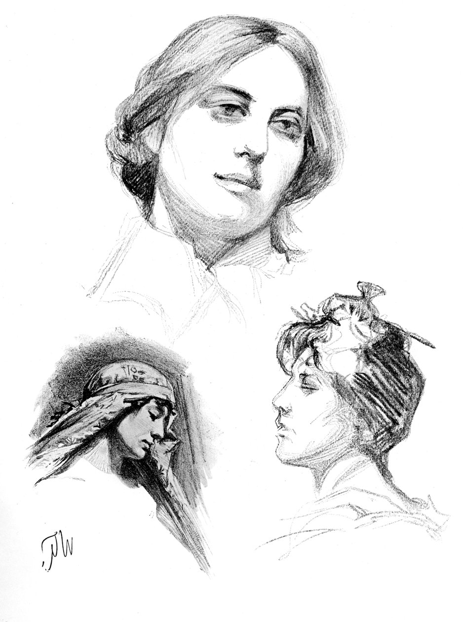دراسات قلم رصاص لثلاث نساء ، 1902-1903. بواسطة دبليو جولزو