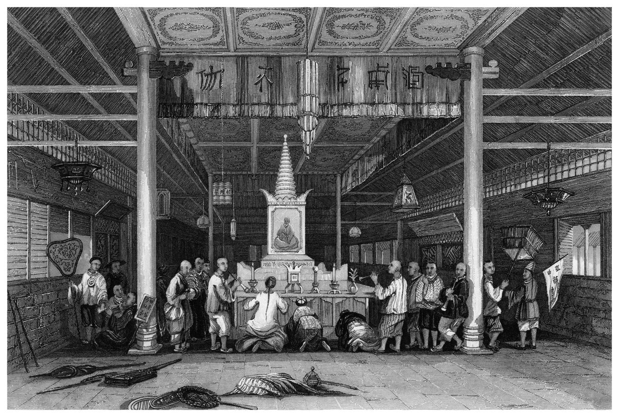 معبد بوذا ، كانتون ، الصين ، 1843 بواسطة WH كابوني