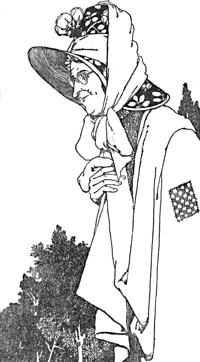 ارتدت قبعة كبيرة ، مع أجمل الزهور عليها ، c1930 بواسطة وليام هيث روبنسون