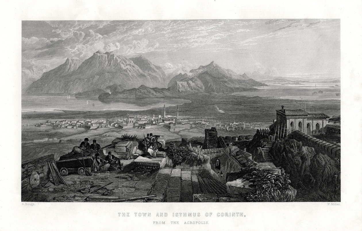 بلدة وبرزخ كورنث من الأكروبوليس ، اليونان ، 1887 بواسطة دبليو ميللر