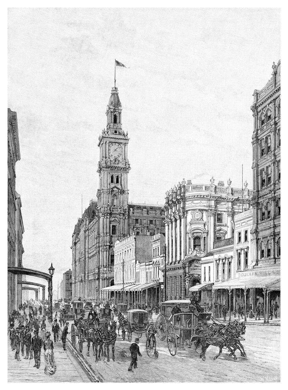 شارع إليزابيث ، ملبورن ، فيكتوريا ، أستراليا ، 1886. بواسطة دبليو موليير