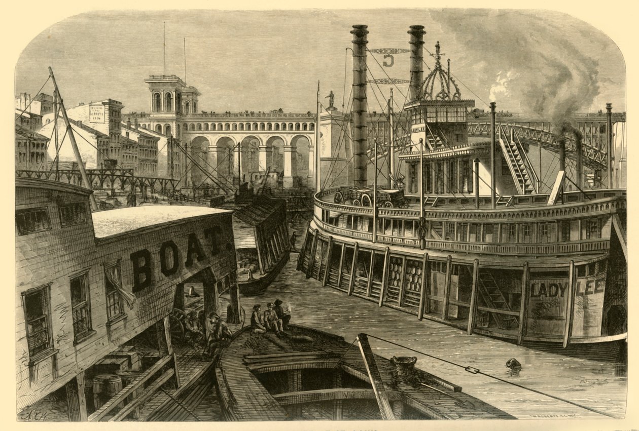 "The Levee at St.Louis" ، ١٨٧٤. بواسطة دبليو روبرتس
