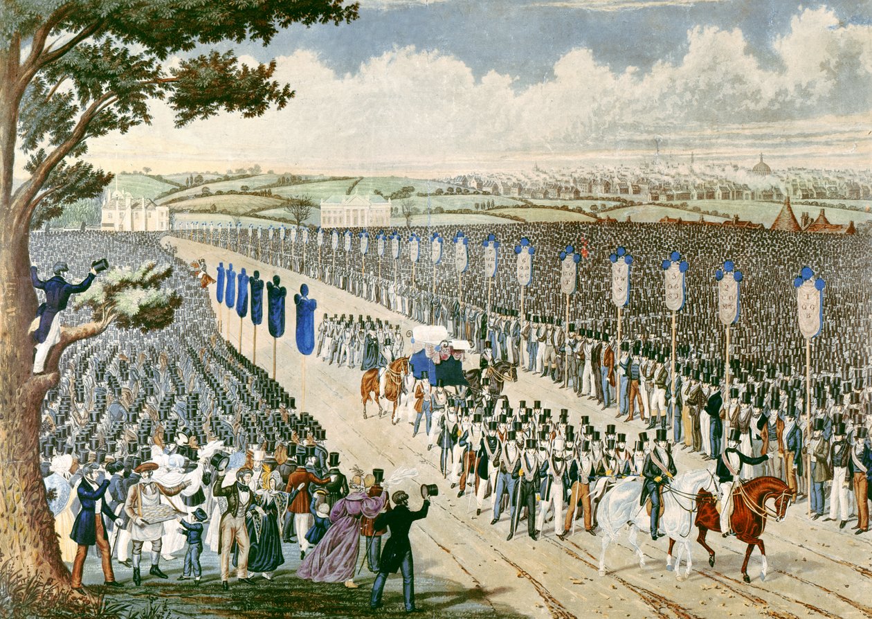 اجتماع النقابيين في حقول كوبنهاجن ، 1834 (نقش الألوان) بواسطة دبليو سامرز