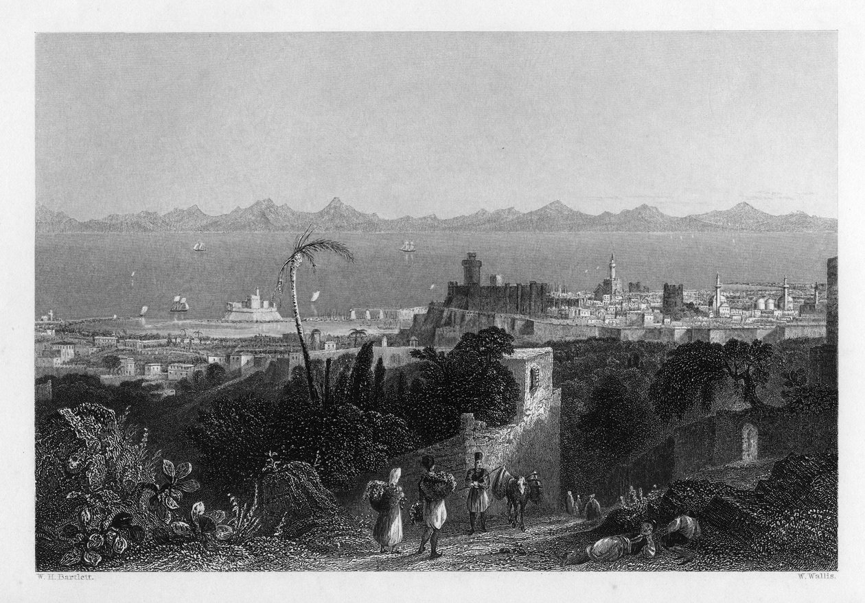 رودس ، من المرتفعات بالقرب من فيلا Sir Sidney Smiths ، 1841 بواسطة دبليو واليس