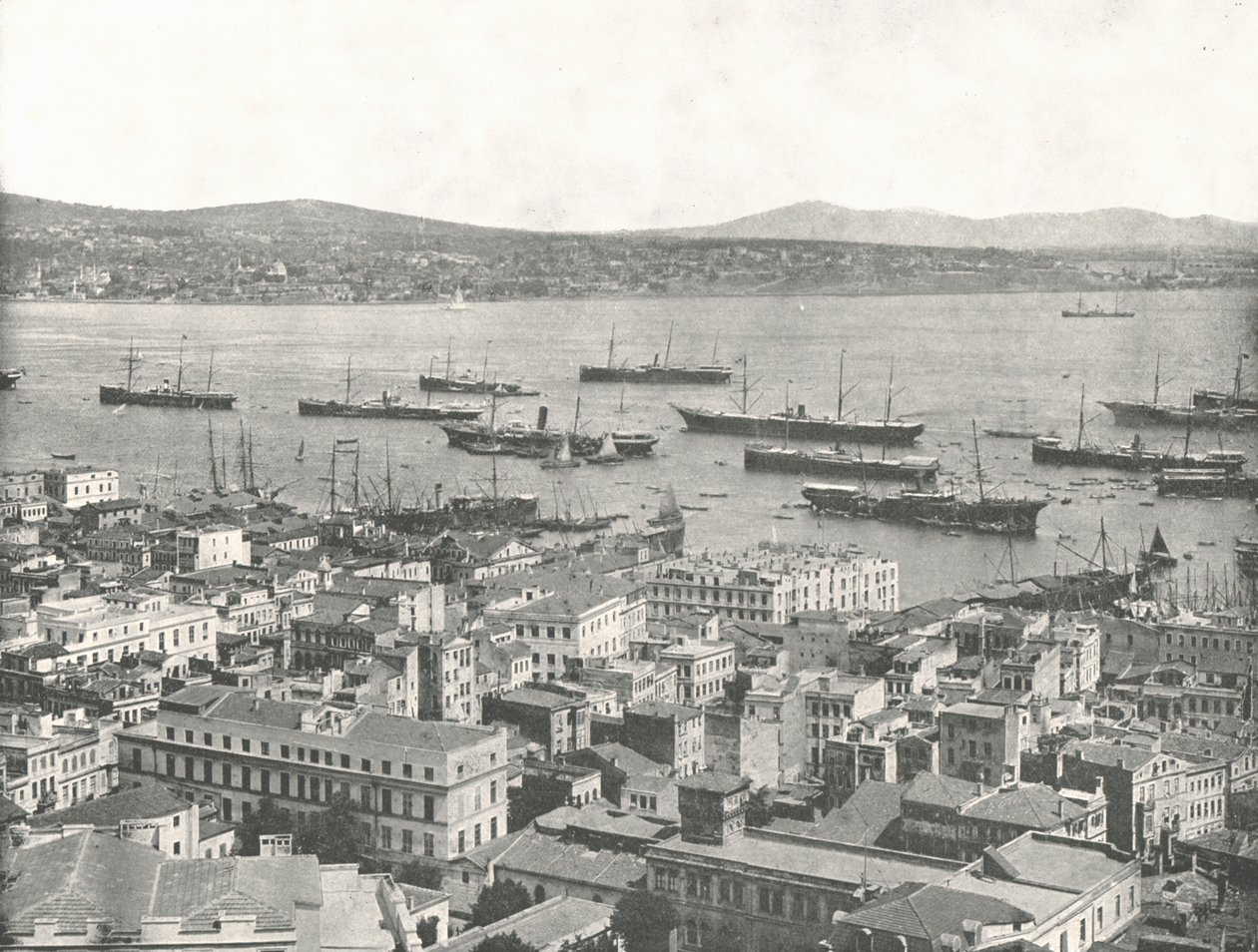 البوسفور يتطلع نحو سكوتاري ، القسطنطينية ، الإمبراطورية العثمانية ، 1895. بواسطة W and S Ltd