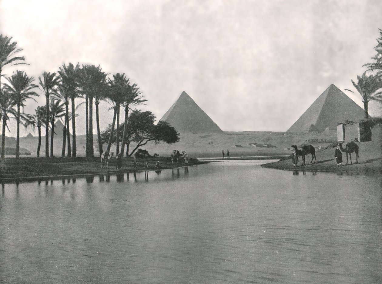 الأهرامات والنيل ، الجيزة ، مصر ، 1895. بواسطة W and S Ltd