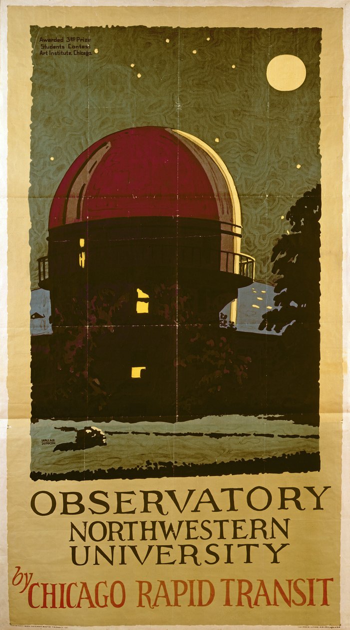 مرصد جامعة نورث وسترن ، ملصق لشركة Chicago Rapid Transit Company ، الولايات المتحدة الأمريكية ، 1925 بواسطة والاس سوانسون