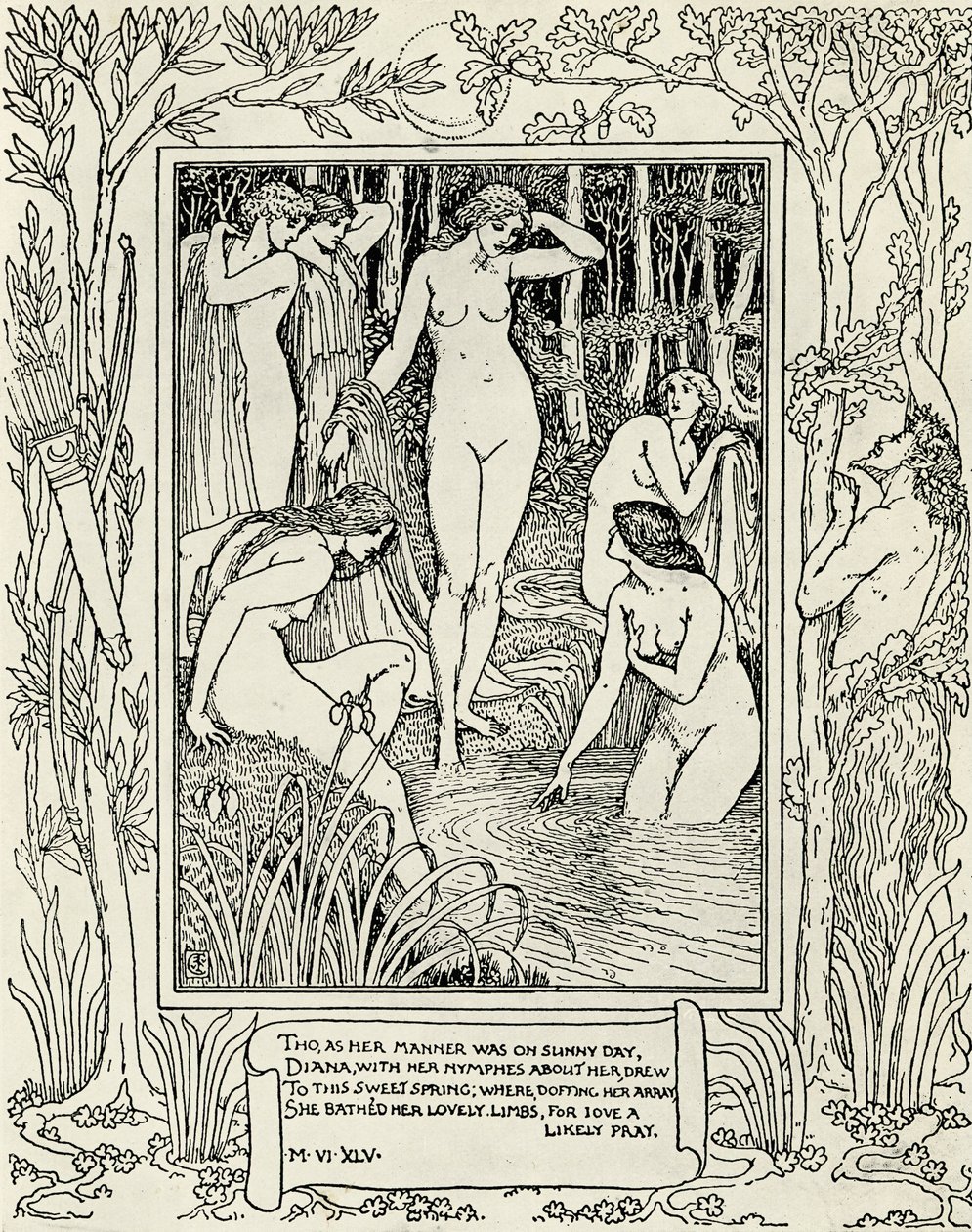 ديانا وحورياتها ، رسم توضيحي لـ "الملكة Faerie" بقلم إدموند سبنسر (c.1552-99) بواسطة والتر كرين