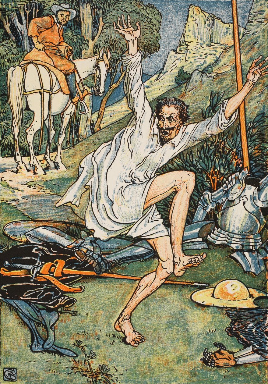 Don Quixote Doing Penance ، رسم توضيحي من "Don Quixote of the Mancha" يعيد سرده القاضي Parry ، حانة. Blackie und Son Ltd ، لندن ، 1900 بواسطة والتر كرين